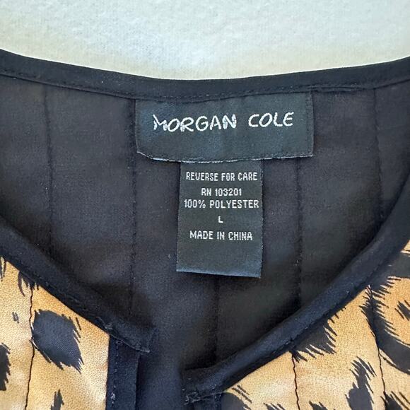 Leopard Print Quilted Open Front Blazer Size L Morgan Cole - Picture 12 of 14